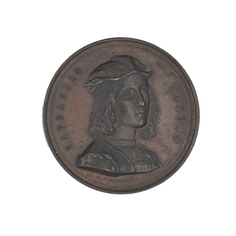 Carlo Moscetti - Medaglia in bronzo (1883) per il IV centenario della nascita di Raffaello Sanzio