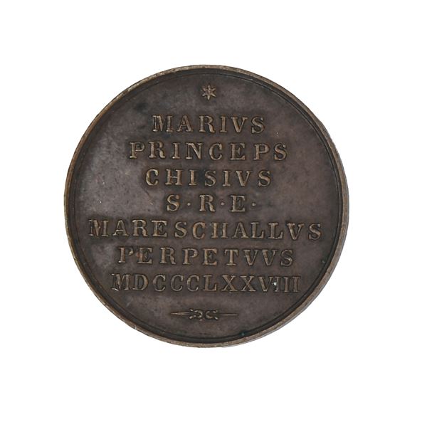 Medaglia in bronzo Sede Vacante 1878 Stato Pontificio - Maresciallo del Conclave Principe Mario Chigi