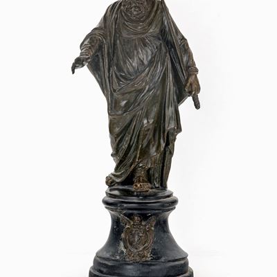 Scultura in Terracotta Patinata Ad Imitazione del Bronzo Raffigurante San Paolo, XIX Secolo