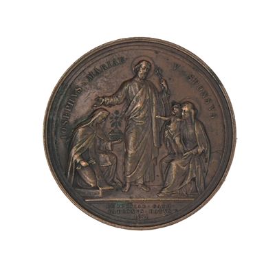 Medaglia annuale ufficiale di bronzo dello Stato Pontificio per Pio IX, 1876