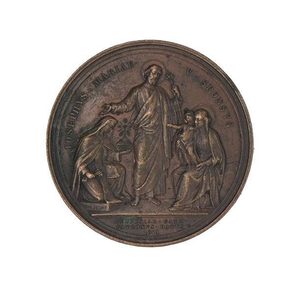 Stato Pontificio Pio IX - Medaglia annuale ufficiale di bronzo 1876 (AN.XXXI) Per la proclamazione di San Giuseppe Patrono della Chiesa Universale