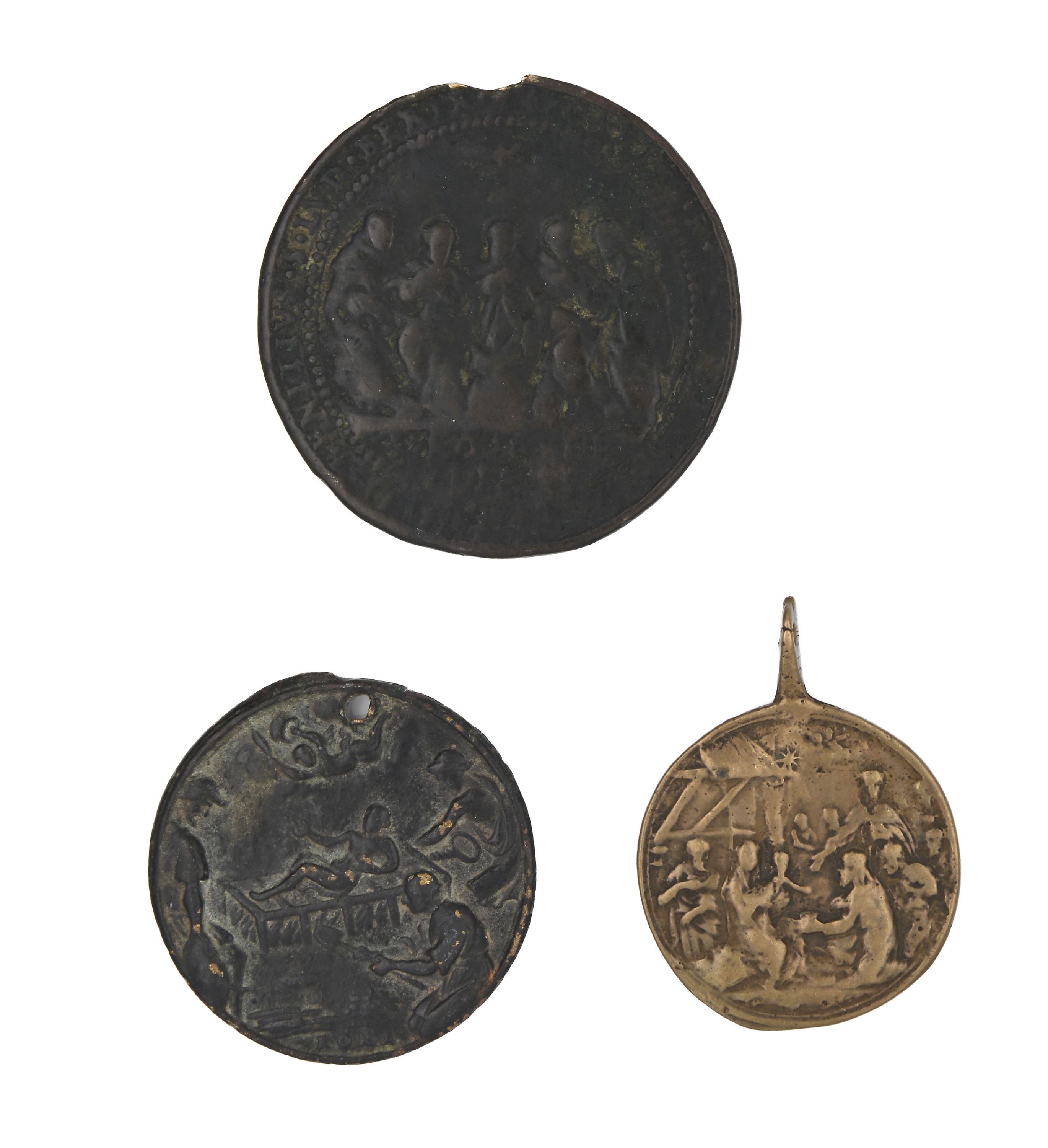 Medaglie devozionali dello Stato Pontificio, tre medaglie in bronzo (XVII secolo)