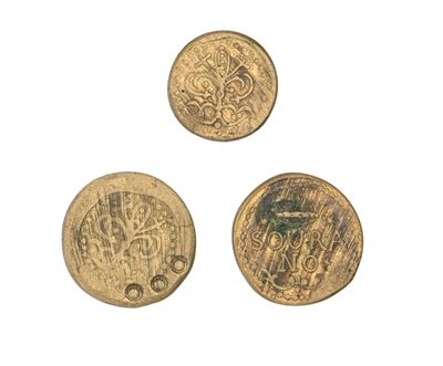 Pesi monetali uniface in bronzo, Contromarcati con bisanti e bisanti entro soli (Giglio di Firenz...