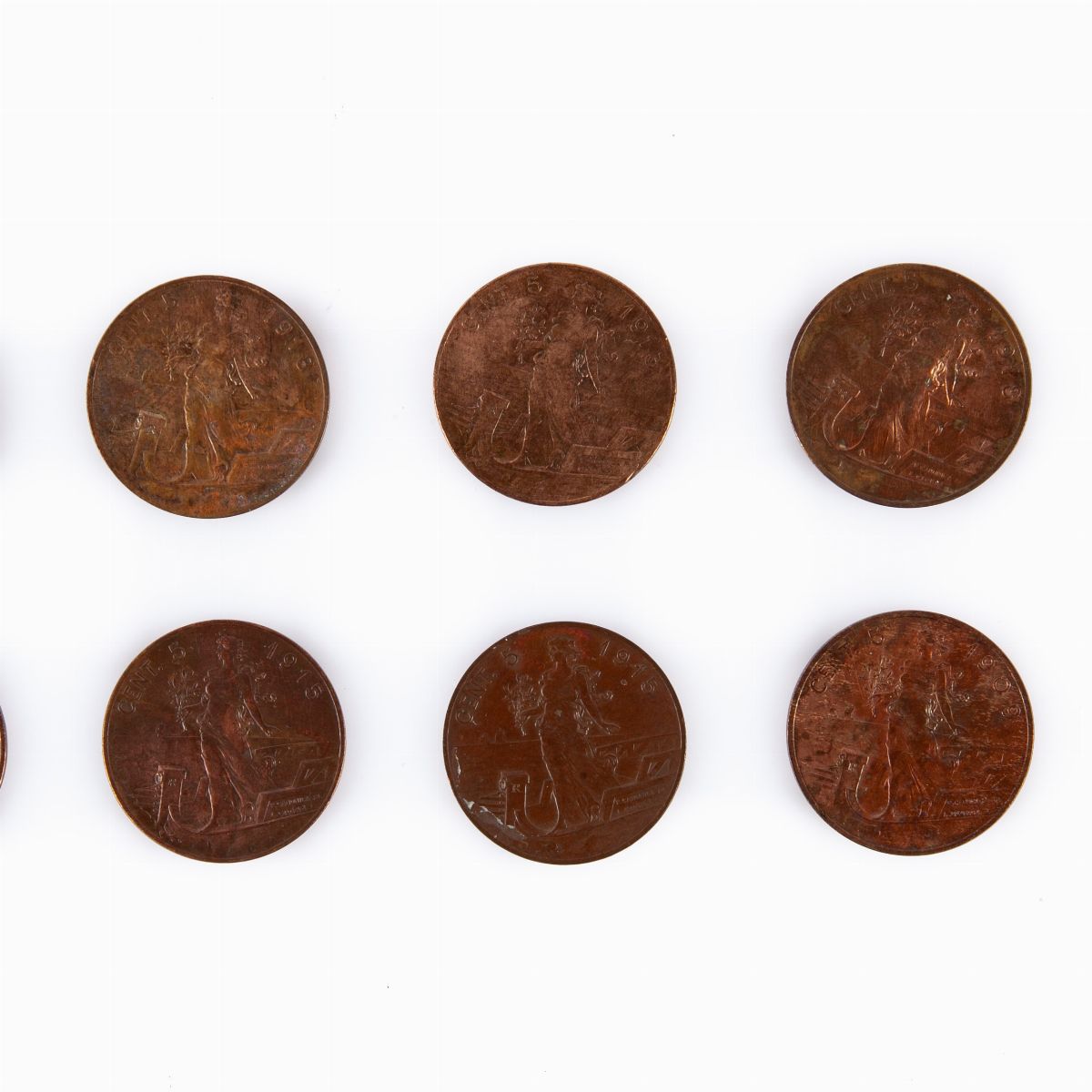 Lotto 10 Pezzi da 5 Centesimi Vittorio Emanuele III Regno D'italia: 1909; 1913; 3 Esemplari 1915;...