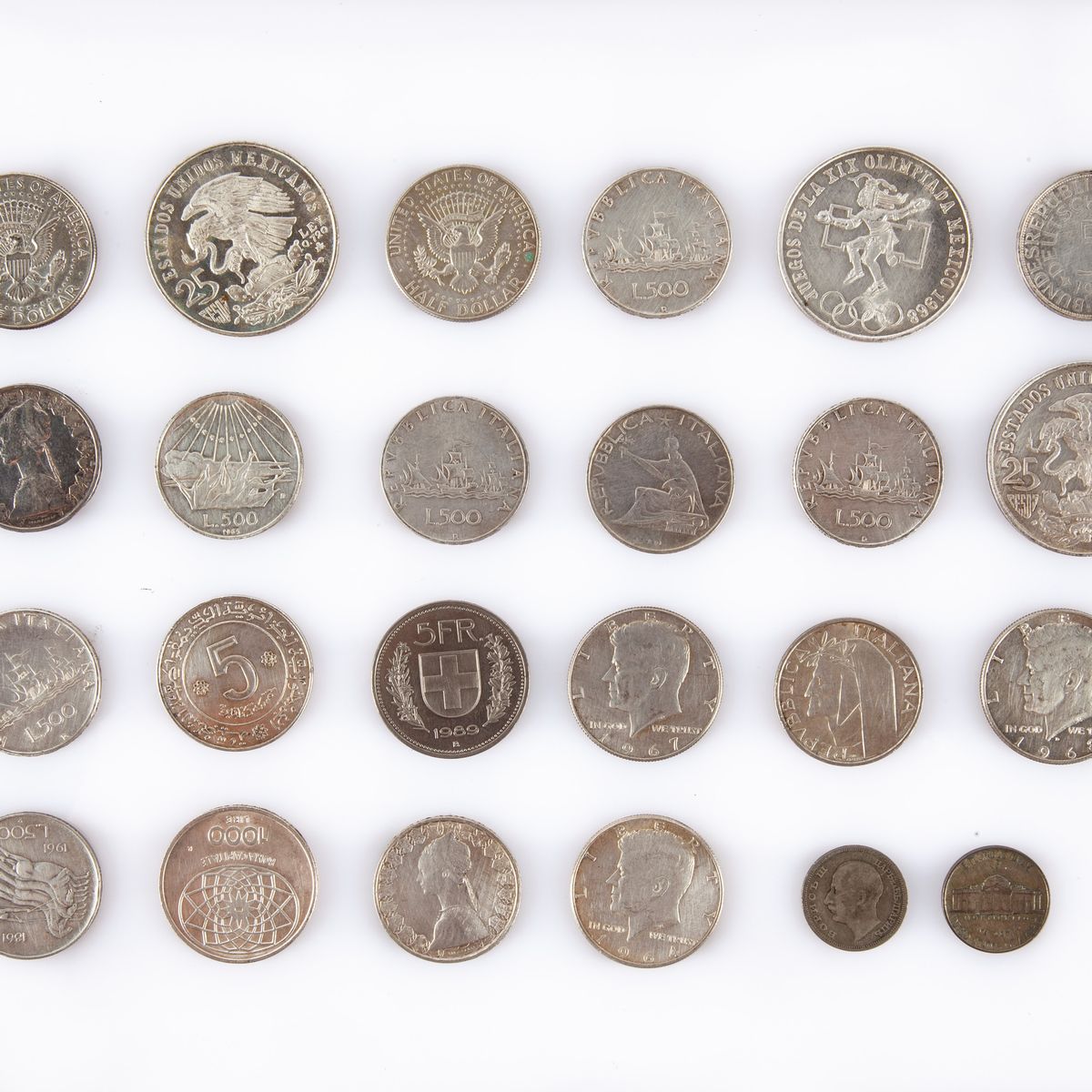 Lotto Monete in Argento: 10 Esemplari 500 Lire Repubblica Italiana; 1.000 Lire 1970 Repubblica It...