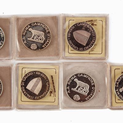 Lotto 7 Medaglie in Argento 925/000 Proof - A.s. Roma Campione D'italia 1982-83