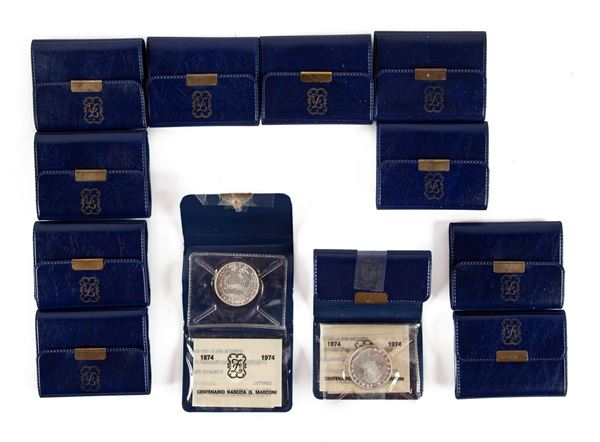 Lotto 12 monete da 500 Lire Marconi 1974 Repubblica Italiana