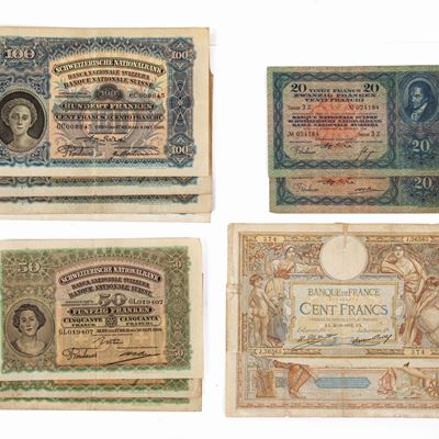 Lotto di Cartamoneta: 2 Esemplari 100 Franchi 01/01/1923; 100 Franchi 23/11/1927; 100 Franchi 04/...