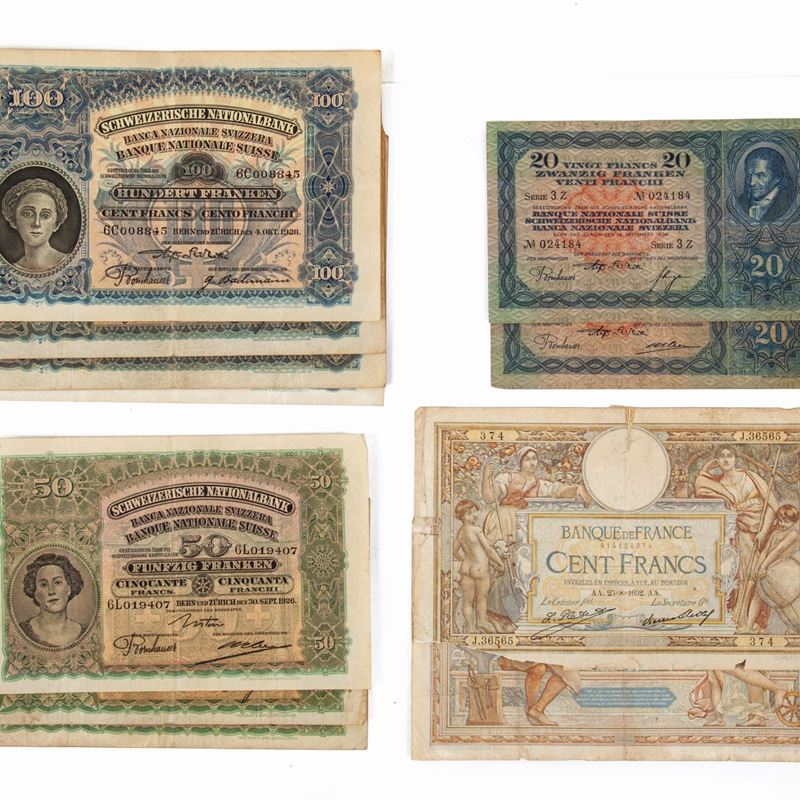 Lotto di Cartamoneta: 2 Esemplari 100 Franchi 01/01/1923; 100 Franchi 23/11/1927; 100 Franchi 04/...