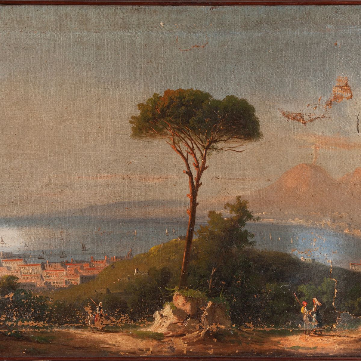 Scuola Napoletana, Fine XIX/inizi XX Secolo - Tre Vedute della Baia di Napoli Col Vesuvio Fumante
