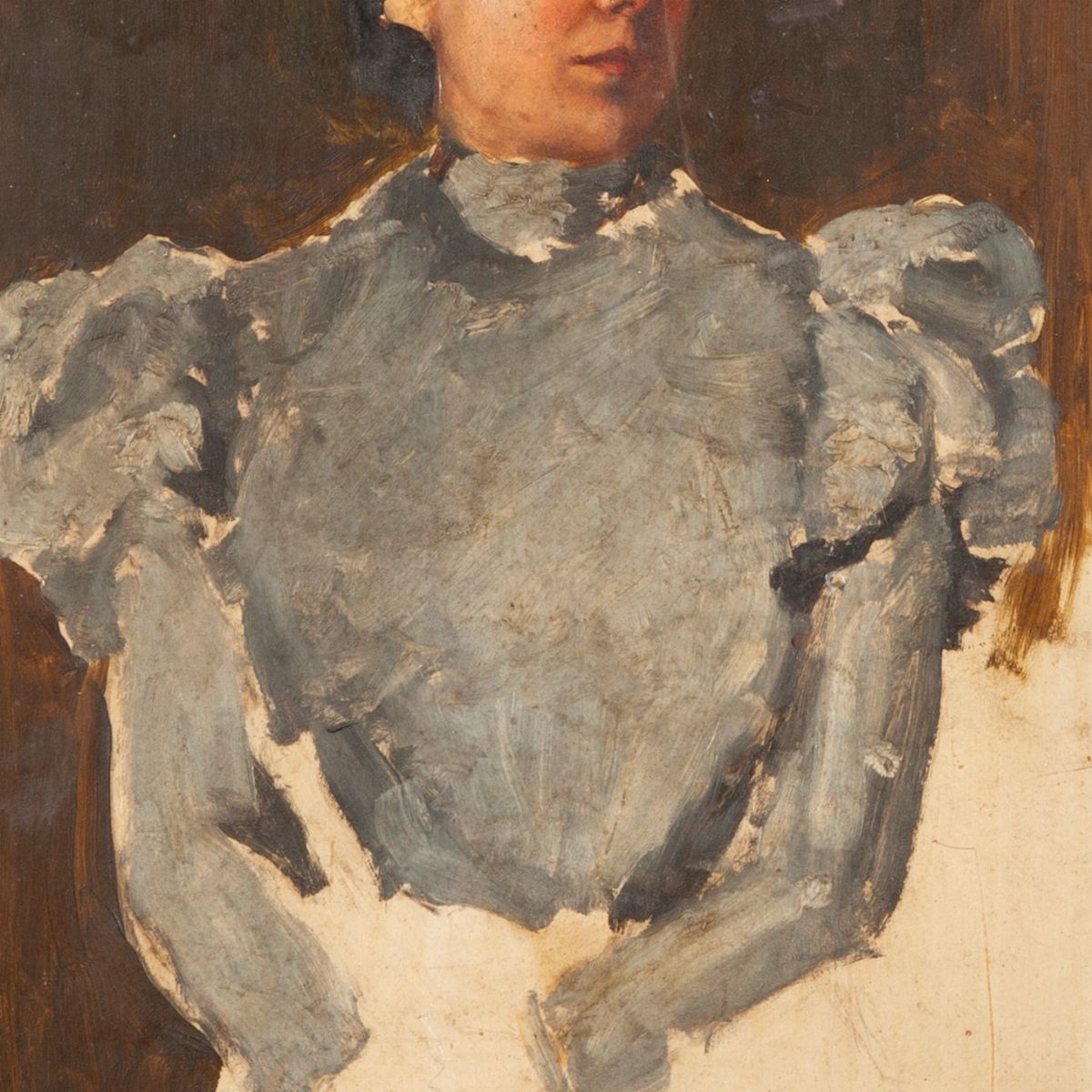 Vincenzo Volpe - Ritratto Non Finito di Giovane Donna con Abito Azzurro