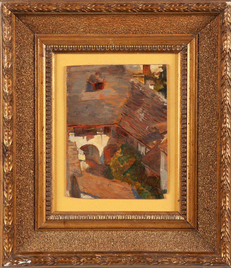Filippo Marfori Savini - Cortile di una Casa Rustica a Locarno