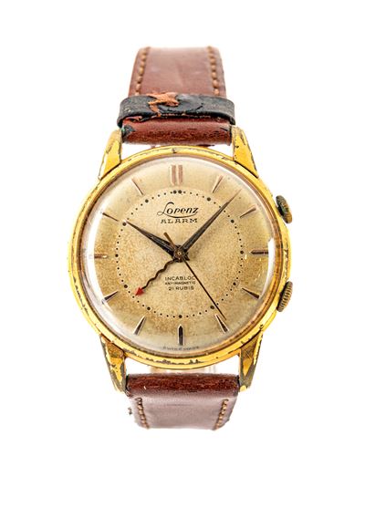 Lorenz 1475 - Orologio da Polso con Sveglia a Carica Meccanica da Uomo in Acciaio e Metallo Placc...