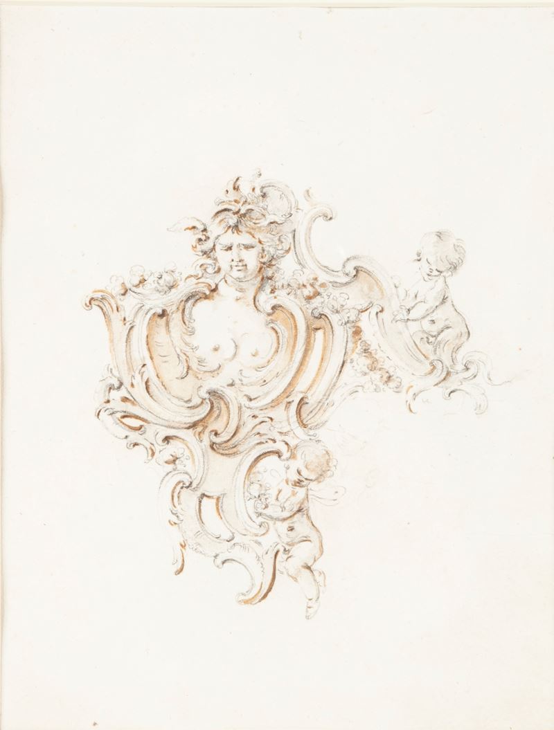 Giovanni Bettati - Studio preparatorio per orologio, matita e inchiostro acquerellato su carta