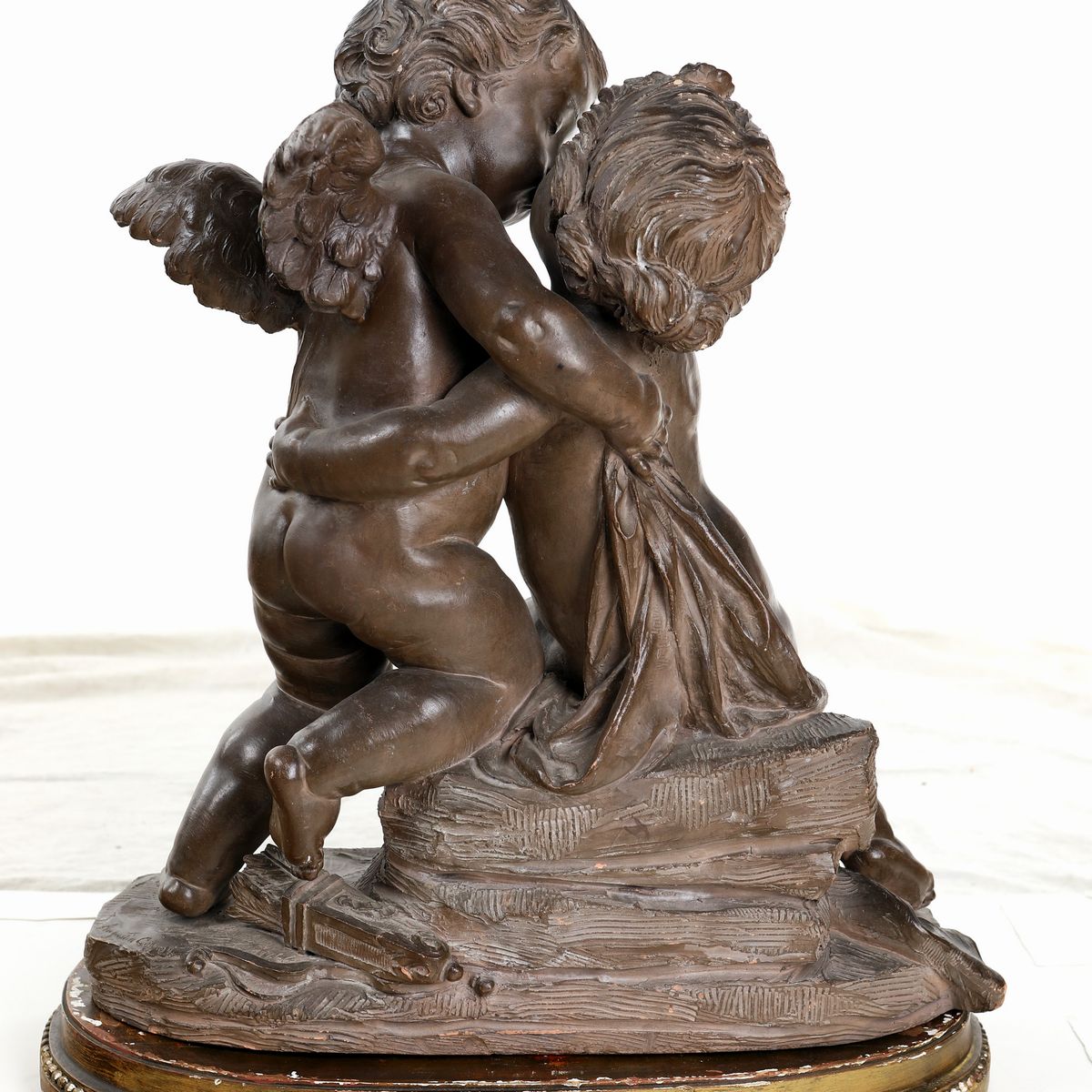 Gruppo in Terracotta con Amore e Psiche Dall'originale di Claude-augustin Cayot, Francia, XIX Sec...