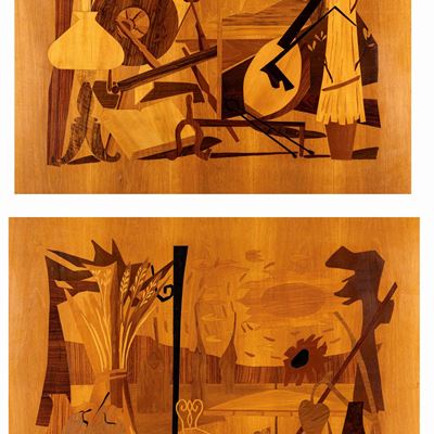 Coppia di Tarsie Lignee, 1950 Circa