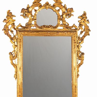 Specchiera in Legno Intagliato e Dorato, XVIII Secolo