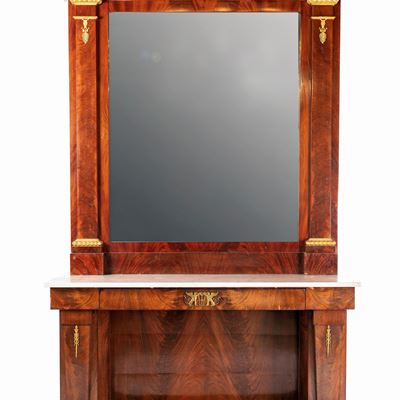 Console con Specchiera in Mogano D'epoca Impero