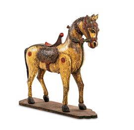 Grande cavallo in legno dipinto, Cina, XIX secolo - Asta