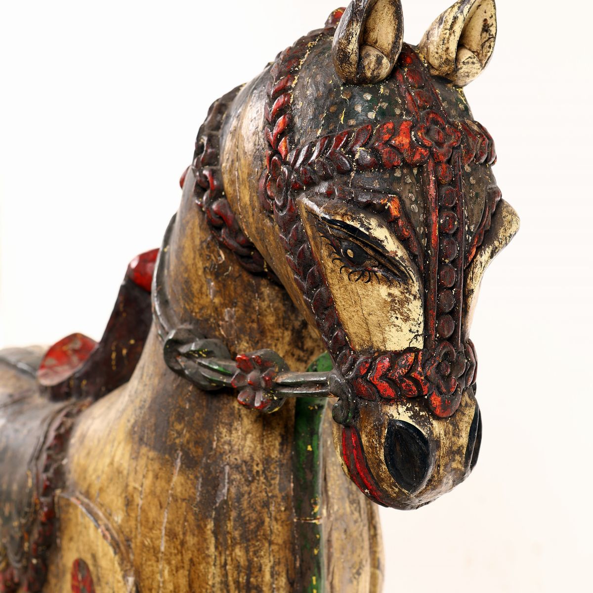 Grande Cavallo in Legno Dipinto, Cina, XIX Secolo