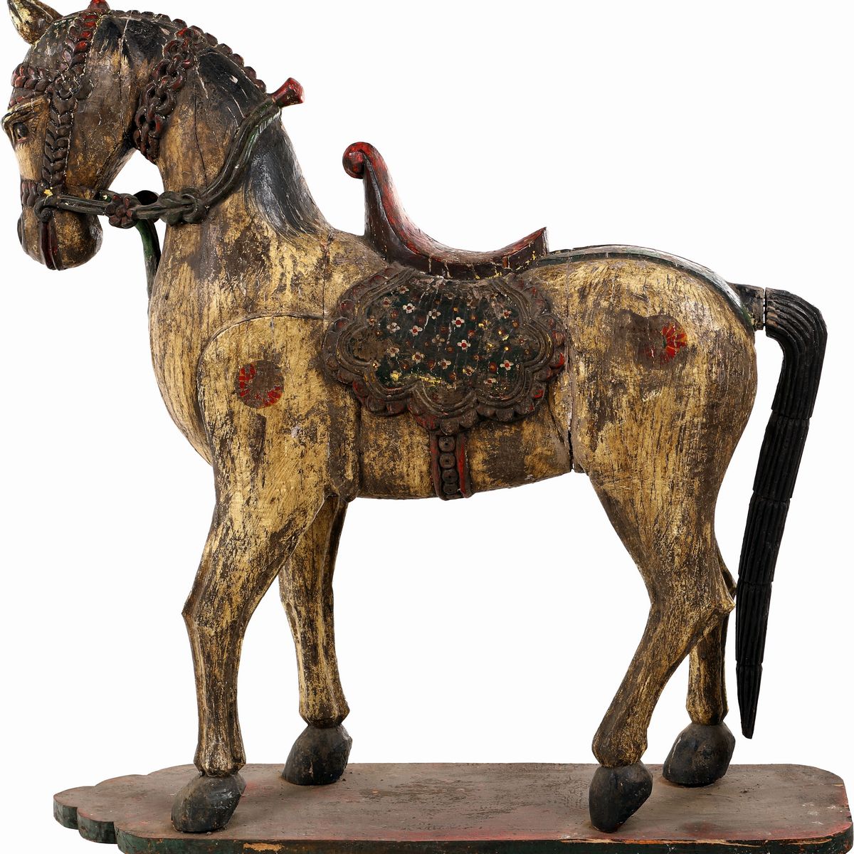 Grande Cavallo in Legno Dipinto, Cina, XIX Secolo