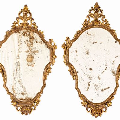 Coppia di Specchiere in Legno Dorato, XIX Secolo