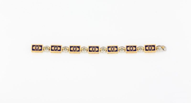 Bracciale Oro Giallo e Smalti