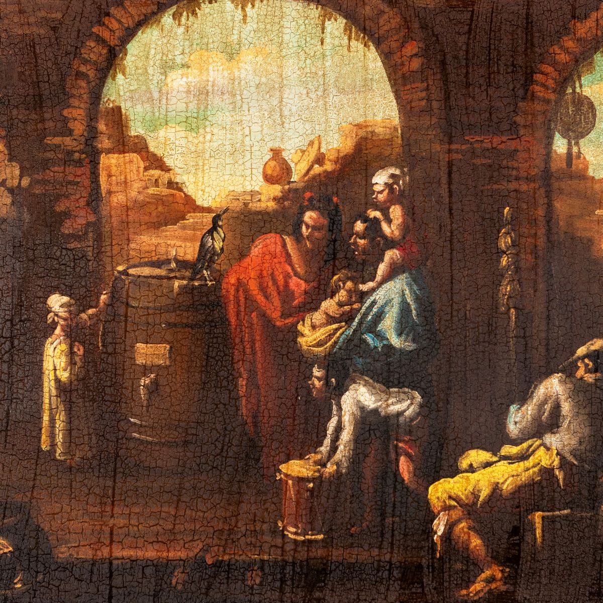 Pittore Bambocciante del XVII Secolo - Sosta di Viandanti