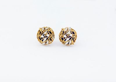Orecchini Oro Giallo Brillanti e Smalto Blu
