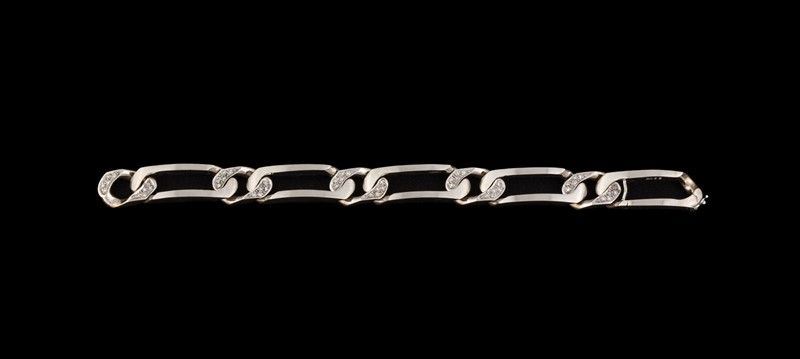 Bracciale Oro Bianco Maglia a Grumetta con Brillanti