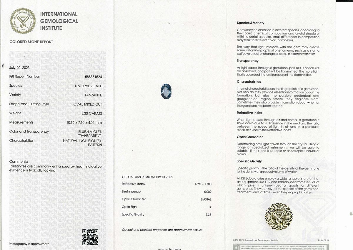 Tanzanite con Certificato
