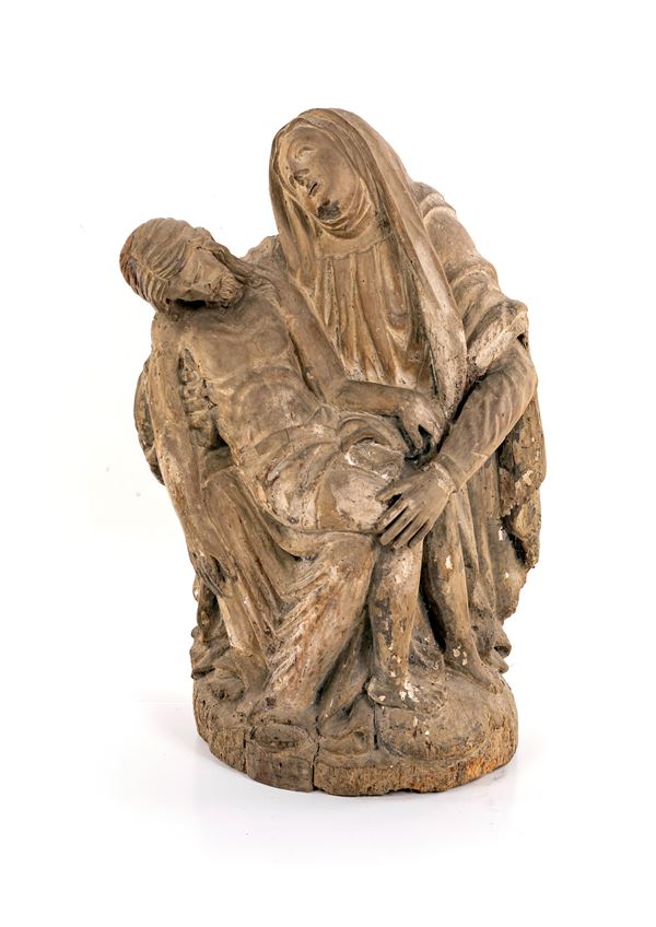 Gruppo in legno raffigurante "Pietà", Italia centrale, XVI secolo  - Asta Antiquariato - Mobili, Sculture e Oggetti d'Arte. - Casa d'Aste Arcadia