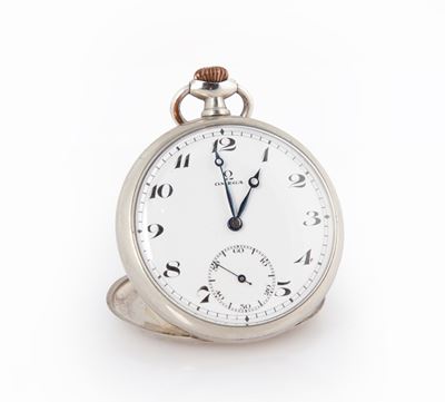 Omega - Orologio da Tasca da Uomo in Acciaio. Movimento con Scappamento Ad Ancora, Bilanciere con...