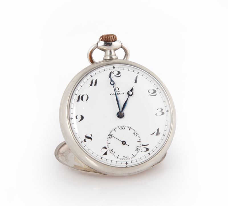 Omega - Orologio da Tasca da Uomo in Acciaio. Movimento con Scappamento Ad Ancora, Bilanciere con...