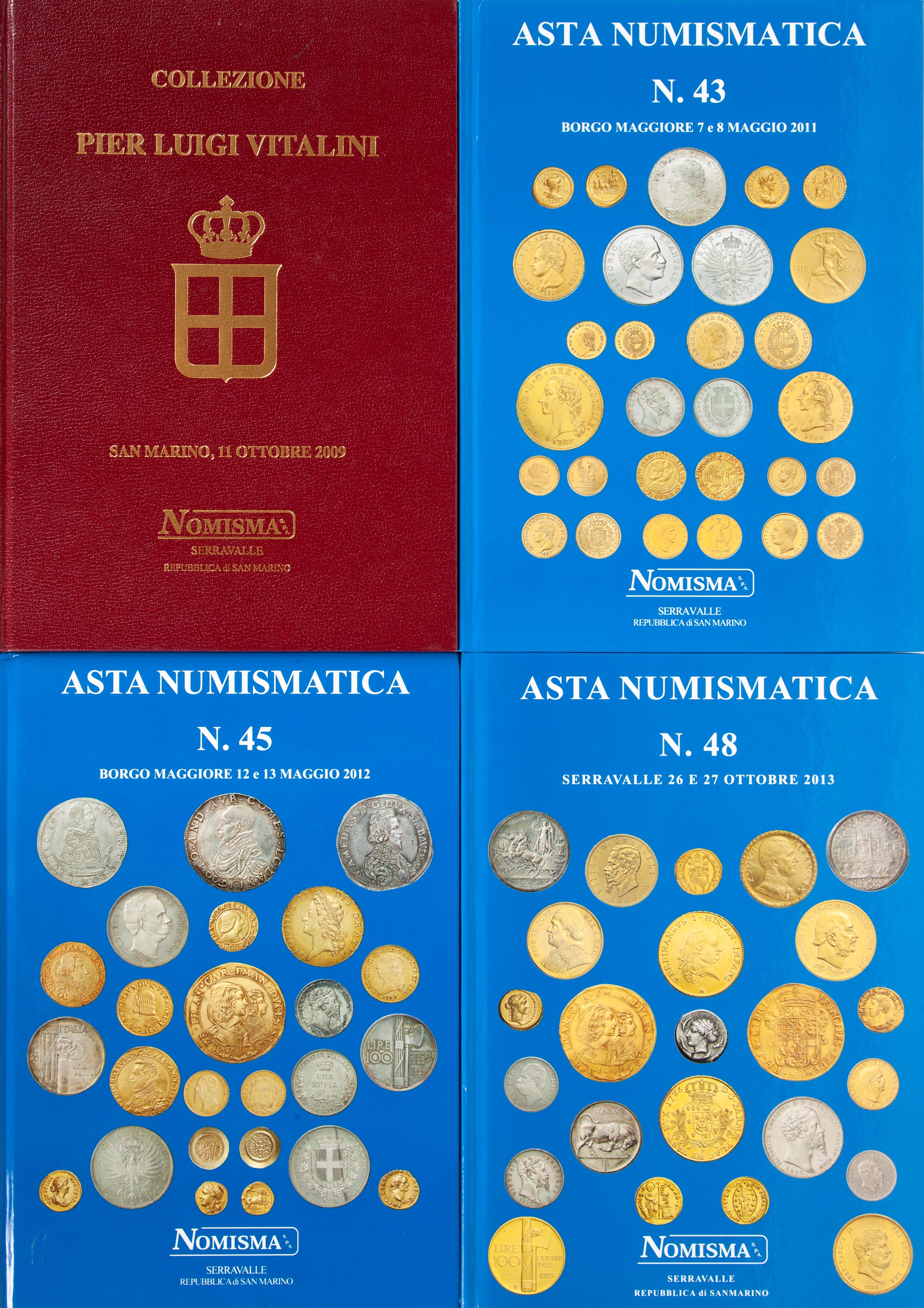 Cataloghi d’asta Nomisma San Marino, sette volumi (Asta 1, 3, 4, 40, 43, 45, 48)