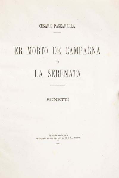 Cesare Pascarella - Er Morto De Campagna e la Serenata. Sonetti. Autografo a Giulio De Petra 25 A...