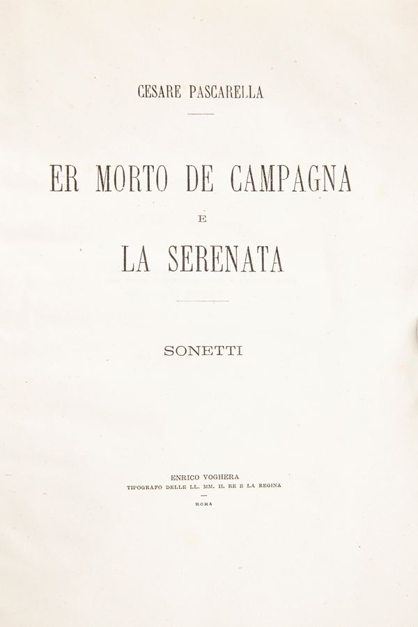 Cesare Pascarella - Er Morto de Campagna e La Serenata. Sonetti. Autografo a Giulio De Petra 25 agosto 1894