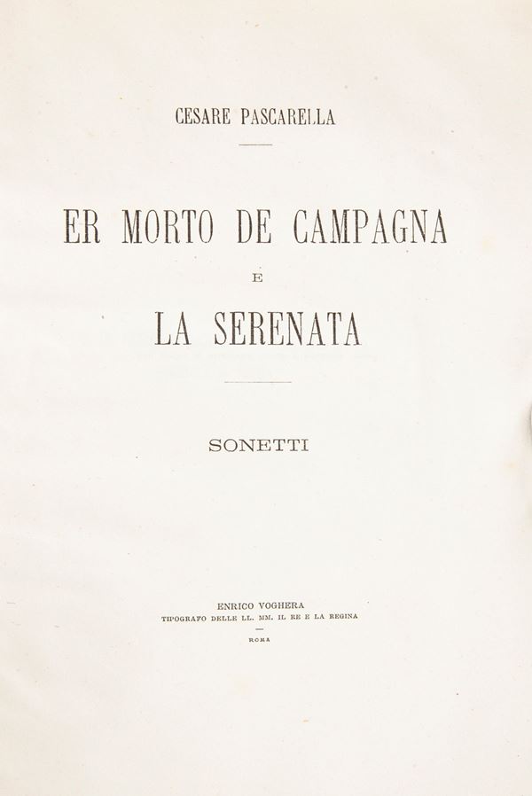 Cesare Pascarella - Er Morto de Campagna e La Serenata. Sonetti. Autografo a Giulio De Petra 25 agosto 1894