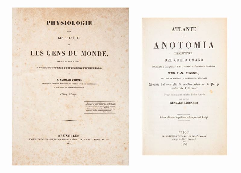 2 Libri Illustrati del XIX Secolo: Joseph Nicolas Masse - Atlante di Anotomia Descrittiva del Cor...