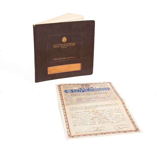 Istituto Nazionale Delle Assicurazioni - Polizza del Balilla 1938. Completa di Polizza ed album con francobolli