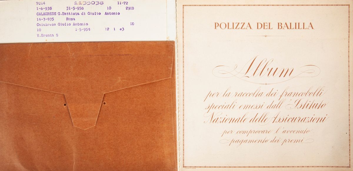 Istituto Nazionale delle Assicurazioni - Polizza del Balilla 1938. Completa di Polizza ed Album c...