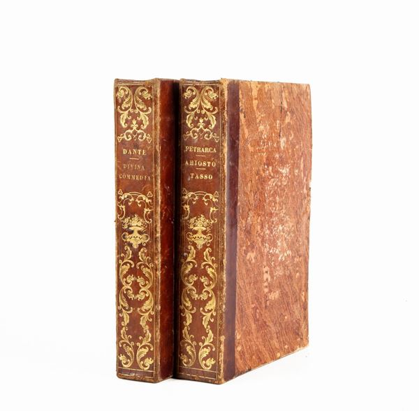 2 Volumi: I Quattro Poeti Italiani coi migliori comenti e con l'ornamento di XII incisioni. Seconda edizione. Volume unico Parte Prima (Dante La divina Commedia) e Parte Seconda (Petrarca, Ariosto, Tasso)