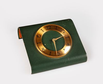 Gucci - Orologio Sveglia da Tavolo in Ottone Dorato a Carica Meccanica, Montato su Supporto Metal...