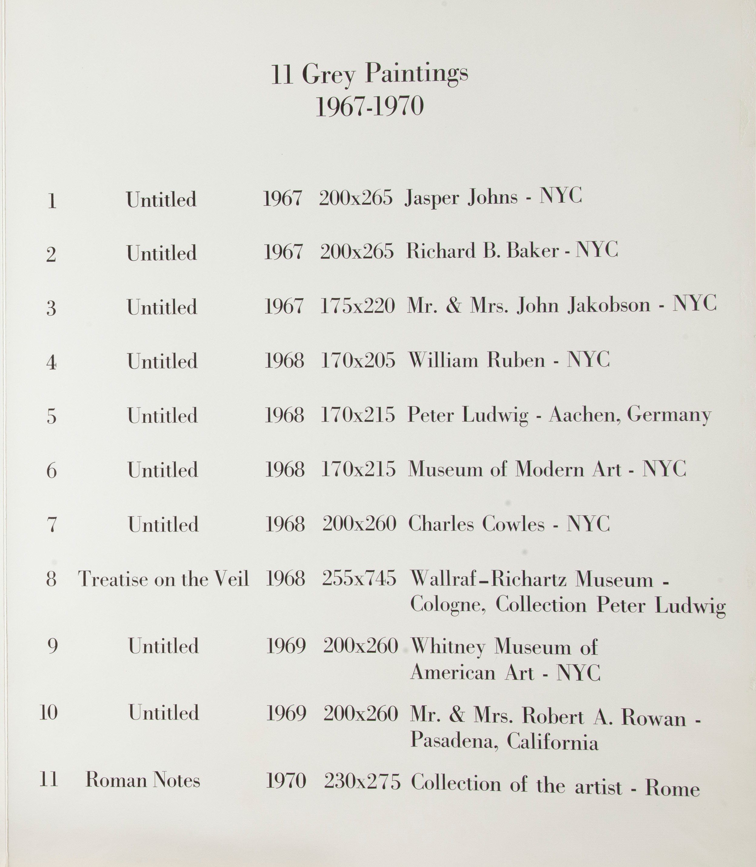 Cy Twombly - Dalla Cartella "11 Grey Paintings 1967-1970"