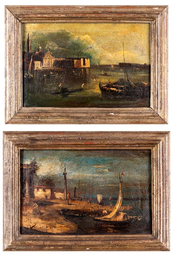 Pittore fine del XVIII secolo - Due vedute di Venezia