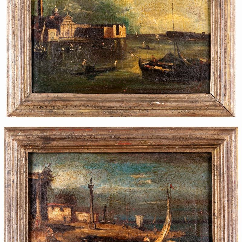 Pittore Fine del XVIII Secolo - Due Vedute di Venezia