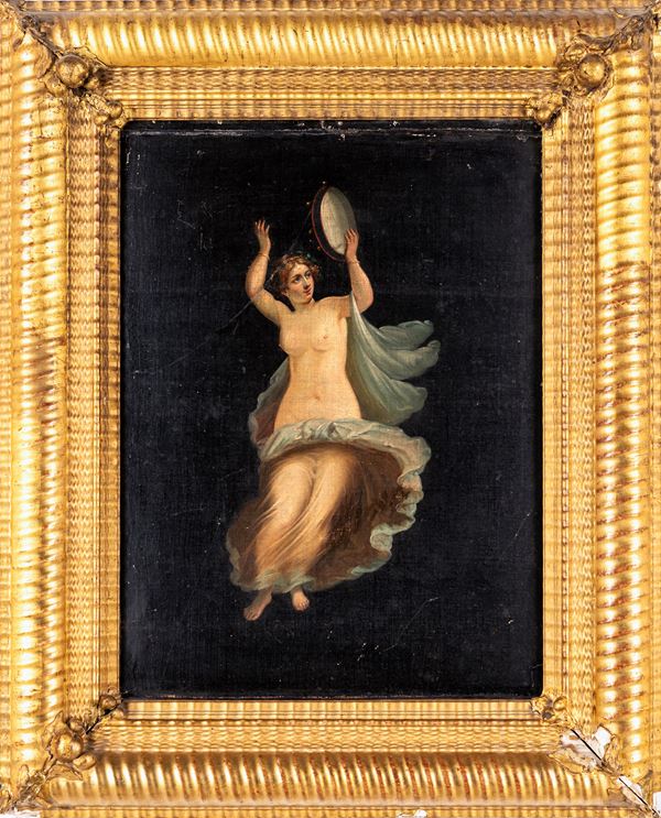 Pittore del XIX secolo - Figura femminile con tamburello