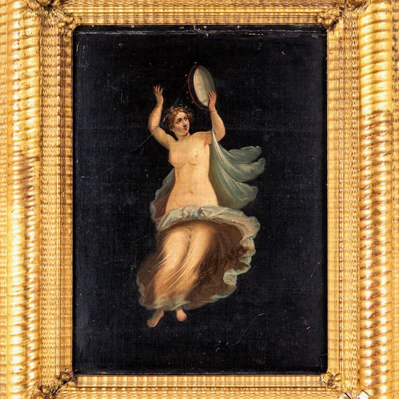Pittore del XIX Secolo - Figura Femminile con Tamburello