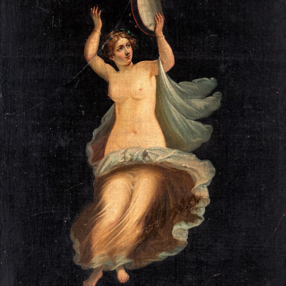 Pittore del XIX Secolo - Figura Femminile con Tamburello