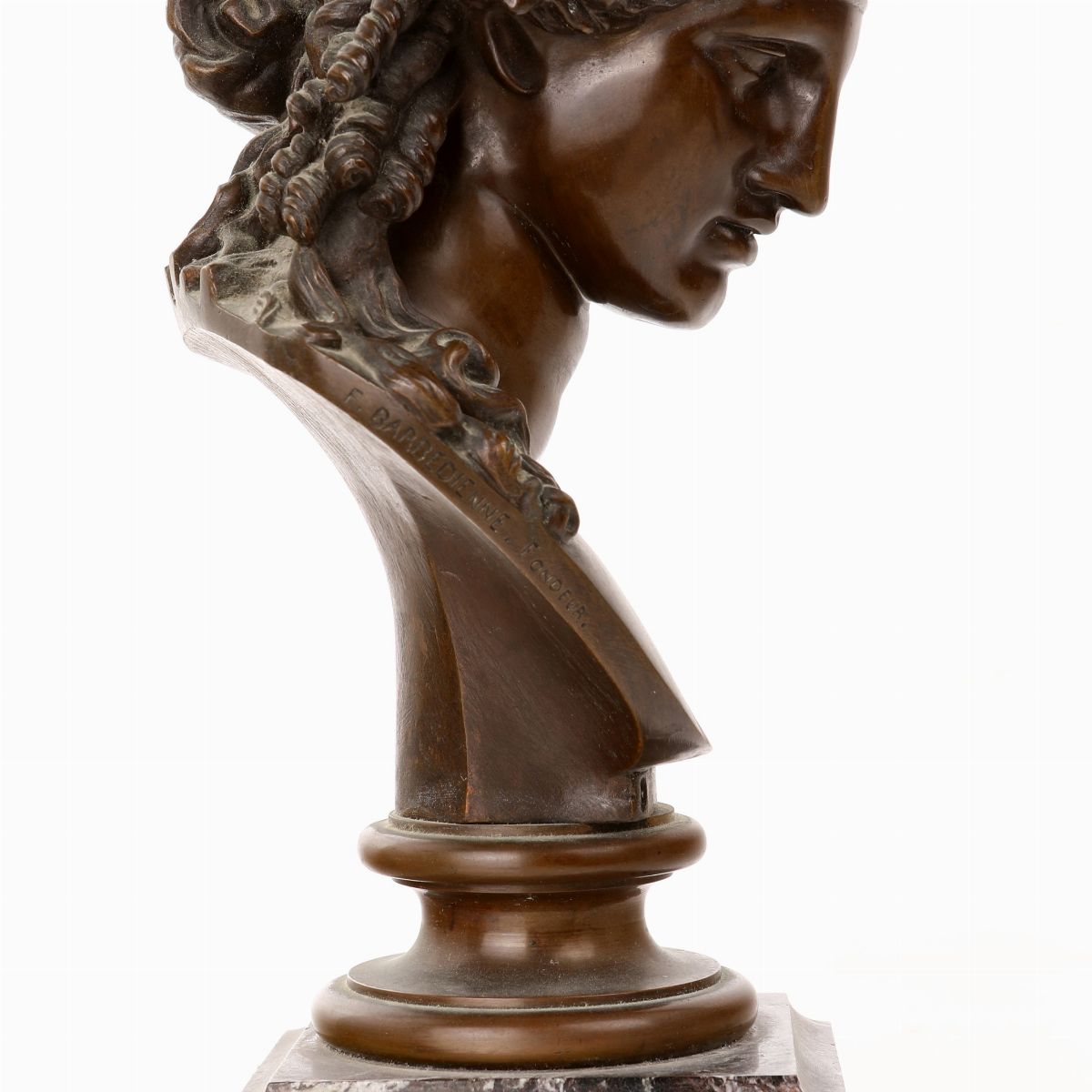 Achille Collas - Busto di Arianna in Bronzo Brunito, Fonderia Ferdinand Barbedienne, Seconda Metà...